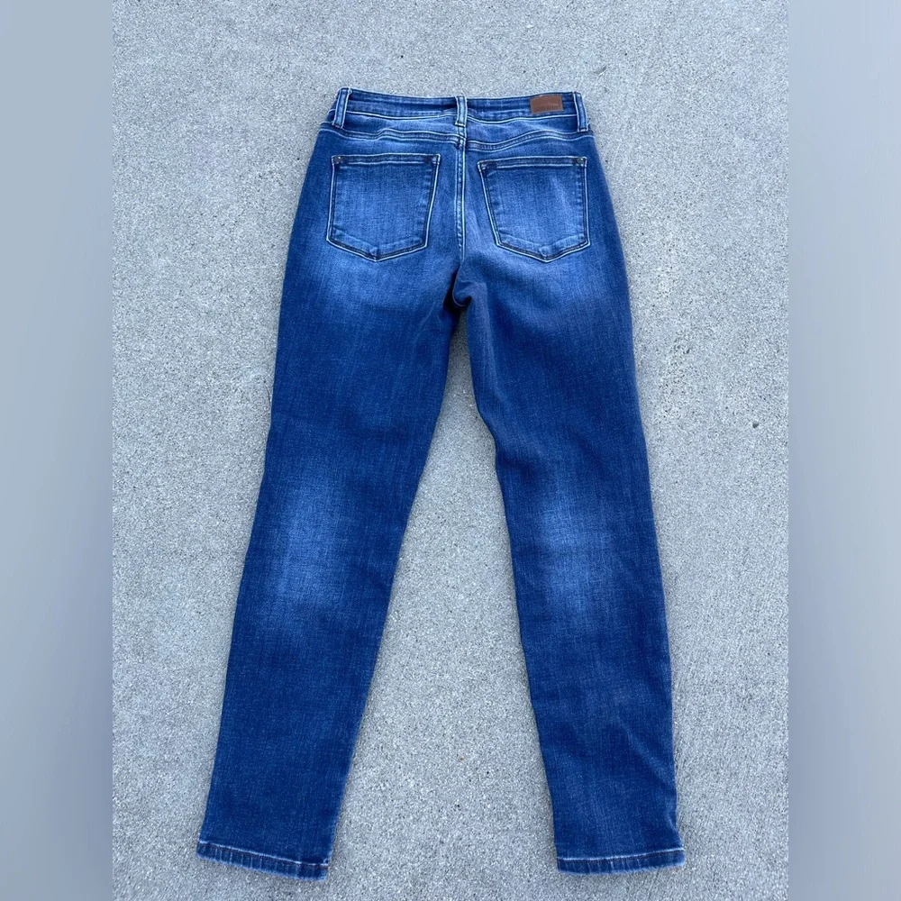 Judy Blue Slim Fit Jeans 3/26 Straight Dark Blue Tapered leg - Picture 4 of 5